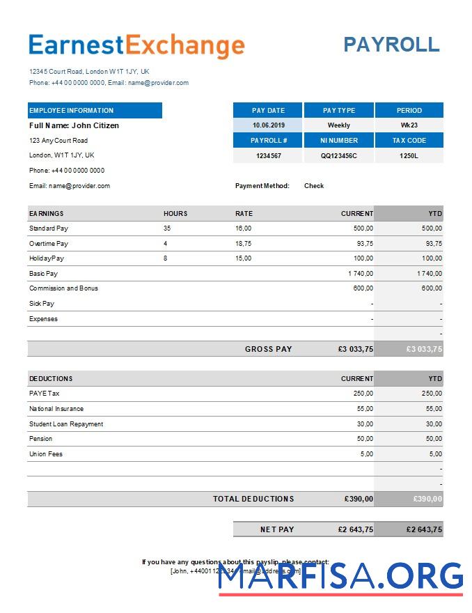 Downloadable Currency exchange company payroll real example